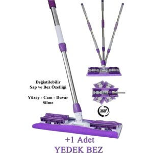 Sihirli Mandallı Teleskobik Mop Set Yedek Mop