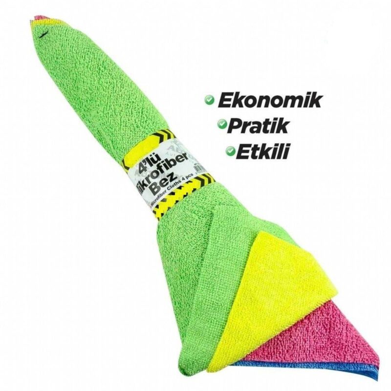 Mikrofiber Temizlik Bezi Araba Yıkama Bezi Mutfak Bezi 4 Lü - Görsel 2
